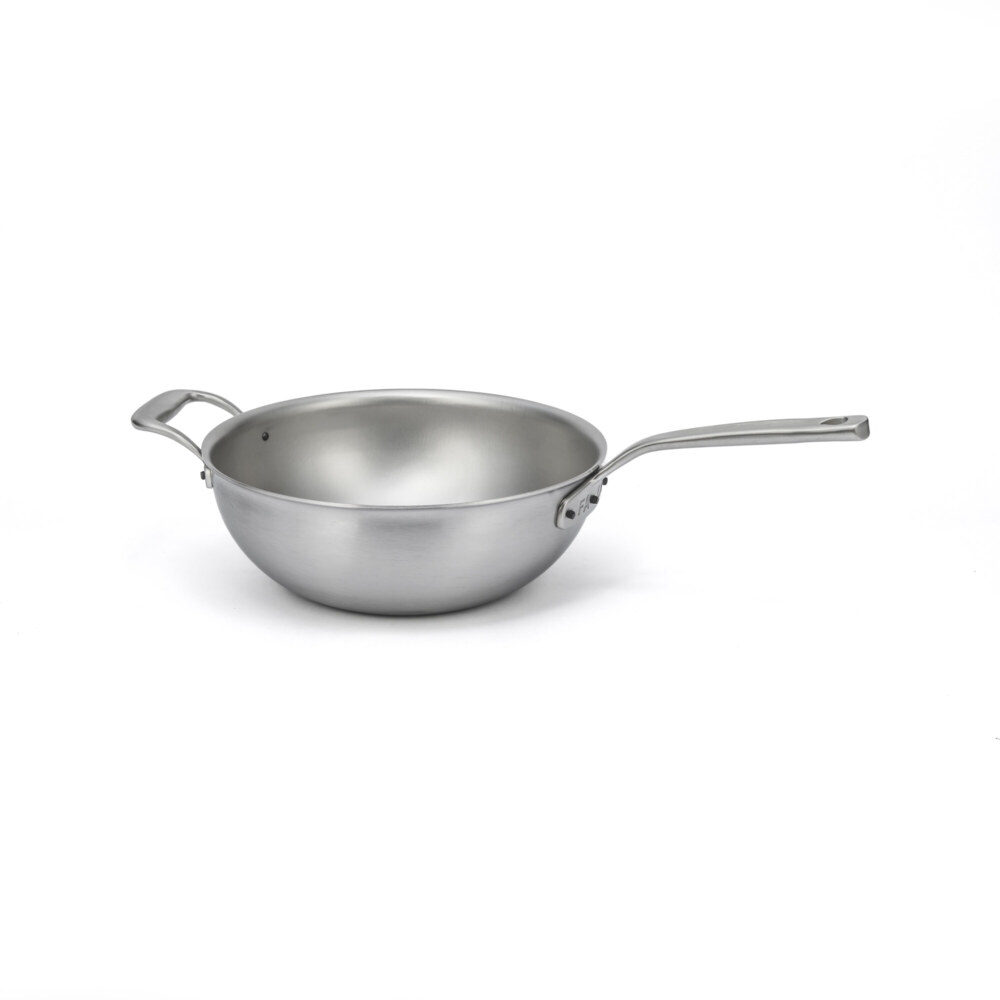 Wok Edelstahl Induktion 24 cm mit zwei Griffe